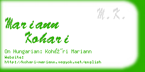 mariann kohari business card